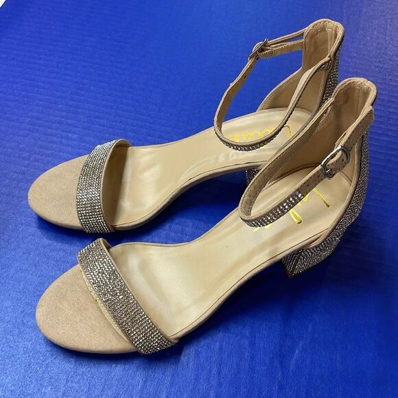 Lulus Harper Rhinestone Block Heel Ankle Strap Sandals Heels Women’s Sz 8.5 - Picture 3 of 9